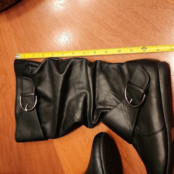 Vegan black buckle mid calf boots! NWOT!! - Picture 2 of 6